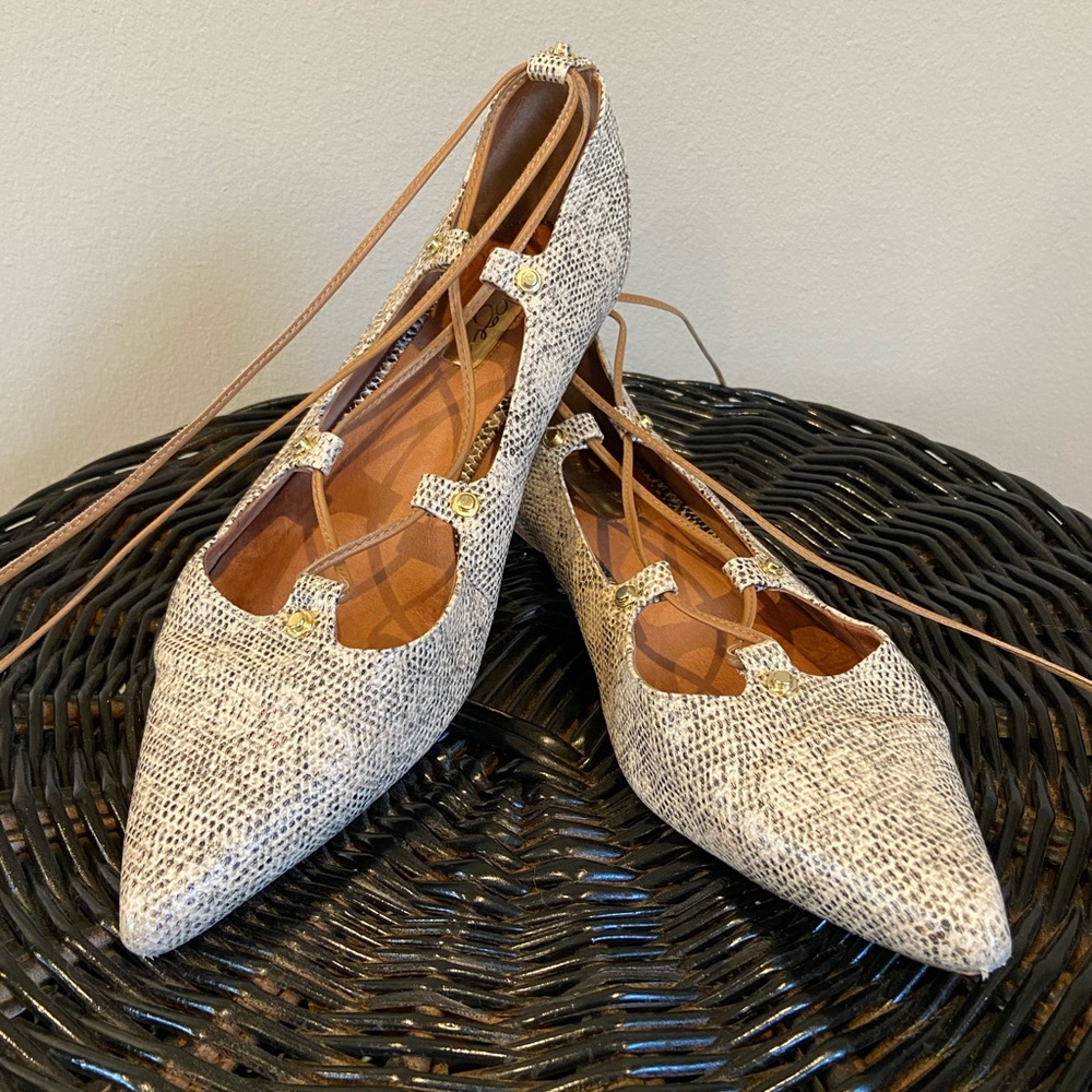 Halogen Owen Pointed Toe Flat- Snake Skin